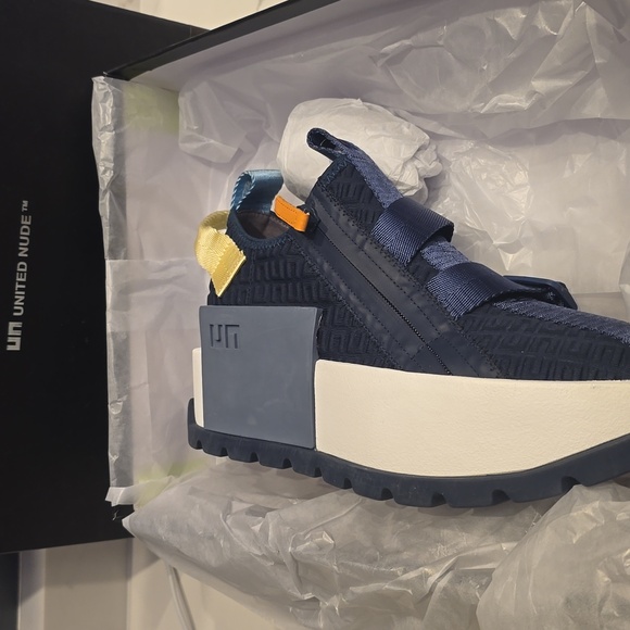 United nude ROKO copenhagen Blue White wedge sneakers Platform Chunky New 40 9 - Picture 4 of 10